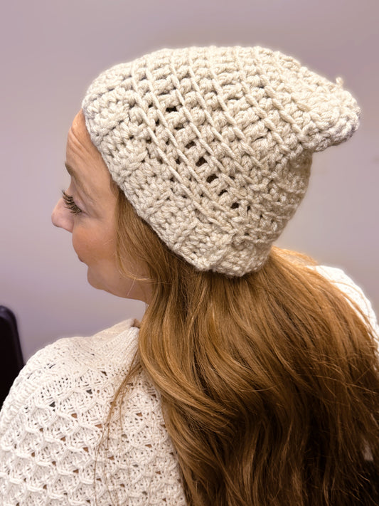 Beige Slouch Beanie