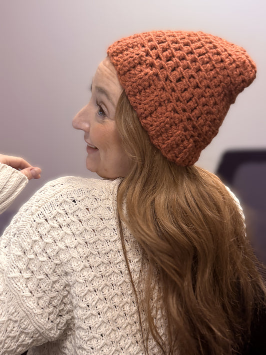 Burnt Red Slouch Beanie