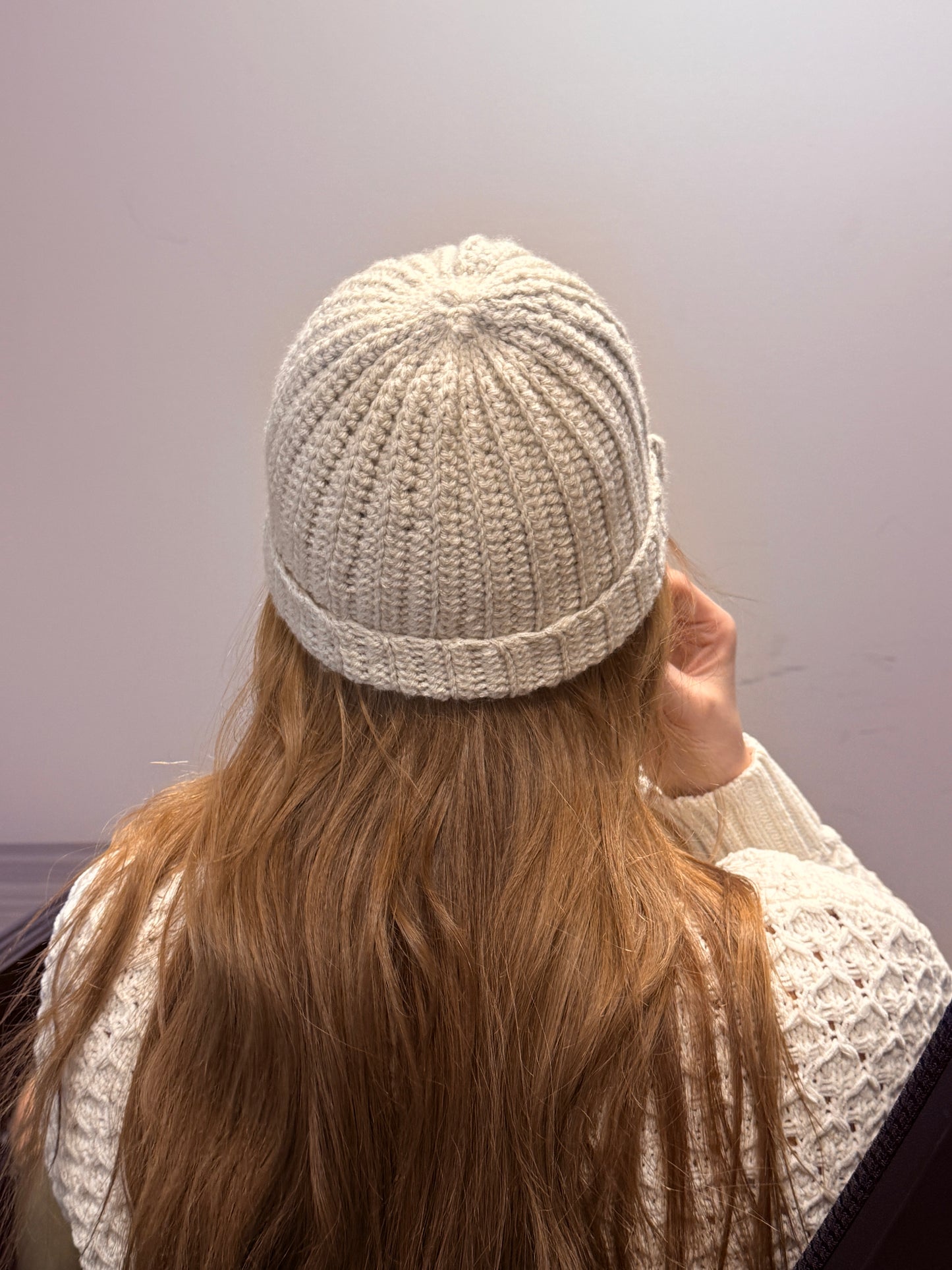Beige Ribbed Beanie